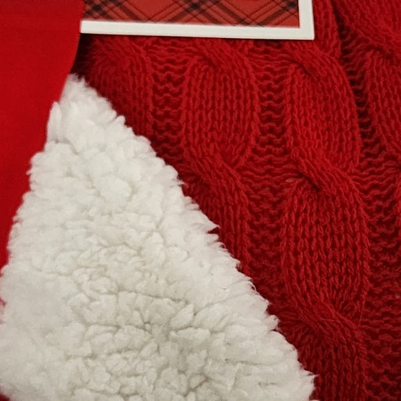 Red Sweater Knit Sherpa Throw Blanket 50” x 60” White Warm Christmas Gift - Picture 4 of 4
